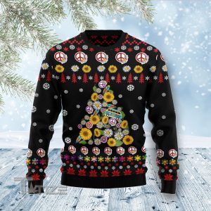 Hippie Tree Xmas Ugly Christmas Sweater, Jumper- Fanshubus