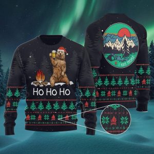 Ho Ho Ho Camping bear I hate people Ugly Christmas Sweater, Jumper For Men &amp; Women - Fanshubus