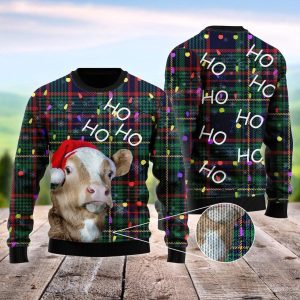 Ho Ho Ho Cow Christmas Tree Ugly Christmas Sweater, Jumper For Men &amp; Women - Fanshubus