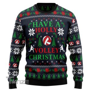 Holly Volley Volleyball Ugly Christmas Sweater, Jumper- Fanshubus