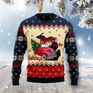 Home For The Holidays Michigan Ugly Christmas Sweater, Jumper For Men &amp; Women - Fanshubus