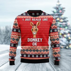 I Just Really Like Donkey Ugly Christmas Sweater, Jumper For Men &amp; Women - Fanshubus
