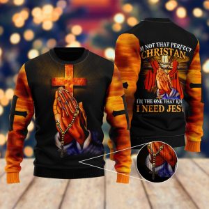 Im Not That Perfect Christian Ugly Christmas Sweater, Jumper For Men &amp; Women - Fanshubus