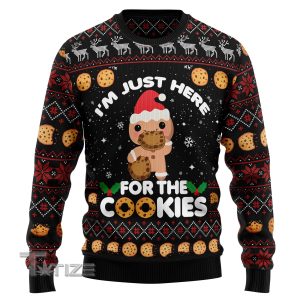 Just Here For The Cookies Ugly Christmas Sweater, Jumper- Fanshubus