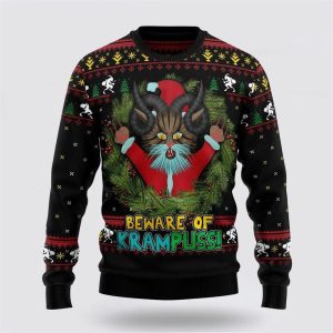 Krampuss Cat Ugly Christmas Sweater, Jumper - Cat Lover Christmas Sweater - Fanshubus