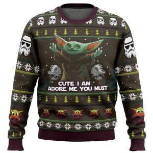 Mandalorion Baby Yoda Cute I Am Adore Me You Must Ugly Christmas Sweater, Jumper - Fanshubus