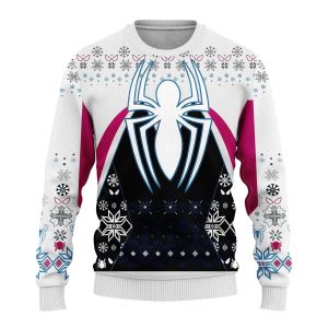 Marvel Spiderman Into The Spider Verse Gwen Stacy Uniform Ugly Christmas Sweater, Jumper - Fanshubus