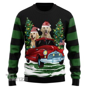 Merry Christmas Golden Retriever Ugly Christmas Sweater, Jumper- Fanshubus