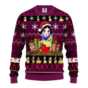 Merry Xmas Snow White Cartoon Ugly Christmas Sweater, Jumper - Fanshubus