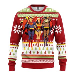 Merry Xmas Superman Batman Wonder Woman Dc Comics Ugly Christmas Sweater, Jumper - Fanshubus