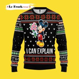 Mice Explain Mickey Mouse Thanksgiving Custom Ugly Christmas Sweater, Jumpers - Fanshubus