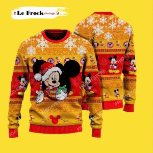 Mice Orange Christmas Mickey Mouse Thanksgiving Custom Ugly Christmas Sweater, Jumpers - Fanshubus