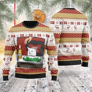 Miller High Life Cat Meme Custom Ugly Christmas Sweater, Jumpers - Fanshubus