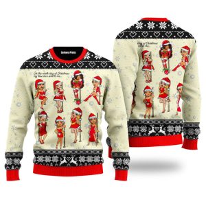 Nine Sweet Santa Ladies Dancing Christmas Ugly Christmas Sweater, Jumper For Men &amp; Women - Fanshubus