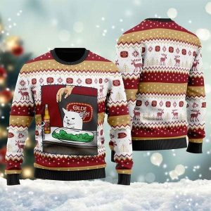 Olde English 800 Cat Meme Custom Ugly Christmas Sweater, Jumpers - Fanshubus