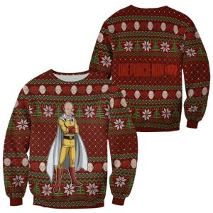 One Punch Man Anime Saitama Custom Ugly Christmas Sweater, Jumpers - Fanshubus