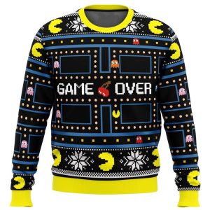 Pacman Game Over Custom Ugly Christmas Sweater, Jumpers - Fanshubus