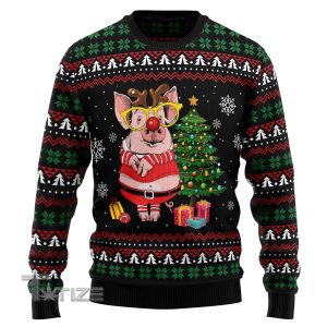 Pig Gorgeous Reindeer Ugly Christmas Sweater, Jumper- Fanshubus