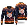 Pizza Cat With Laser Eyes Ugly Christmas Sweater, Jumper For Men & Women - Fanshubus
