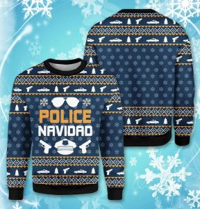 Police Navidad Xmas Ugly Christmas Sweater, Jumper - Fanshubus