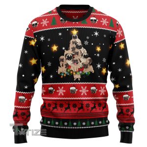 Pug Christmas Tree Ugly Christmas Sweater, Jumper- Fanshubus