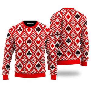 Red Seamless Playing For Xmas Pattern Ugly Christmas Sweater, Jumper For Men &amp; Women - Fanshubus