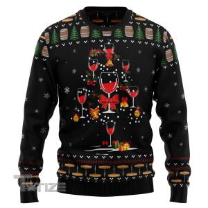 Red Wine Christmas Ugly Christmas Sweater, Jumper- Fanshubus