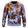 Santa And Horse Ho Everywhere Merry Xmas Ugly Christmas Sweater, Jumpers - Fanshubus