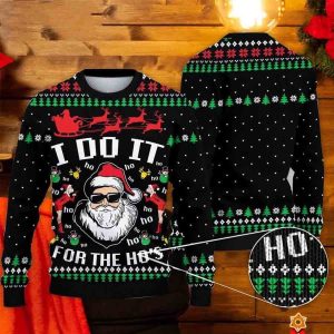Santa Claus I Do It For The Hos Ugly Christmas Sweater, Jumper - Fanshubus