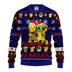 Santa Pikachu And Baby Yoda Ugly Christmas Sweater, Jumper 65 - Fanshubus