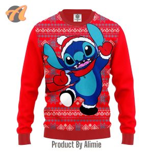 Santa Stitch Winter Lilo And Stitch Ugly Christmas Sweater, Jumper - Fanshubus