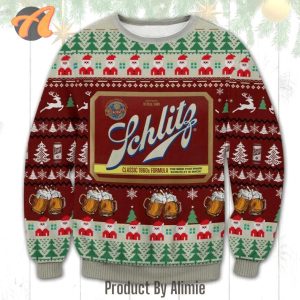 Schlitz Beer All-Over Print Ugly Christmas Sweater, Jumpers - Fanshubus