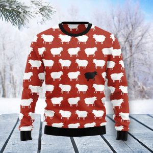 Sheep Black And White Ugly Christmas Sweater, Jumper For Men &amp; Women - Fanshubus