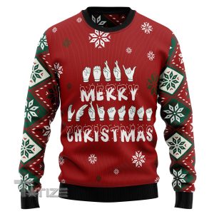 Sign Language Merry Christmas Ugly Christmas Sweater, Jumper- Fanshubus