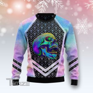 Skull Hologram Ugly Christmas Sweater, Jumper- Fanshubus