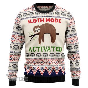 Sloth Mode Activated Ugly Christmas Sweater, Jumper- Fanshubus