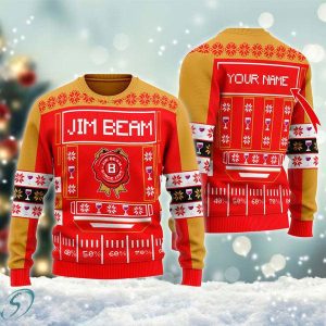 Snowy Jim Beam Ugly Christmas Sweater, Jumpers - Fanshubus