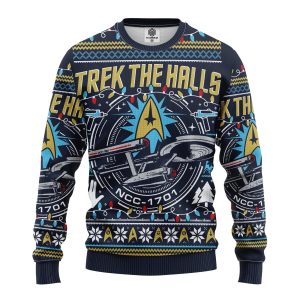 Star Trek Merry Xmas Trek The Hall Ugly Christmas Sweater, Jumper - Fanshubus
