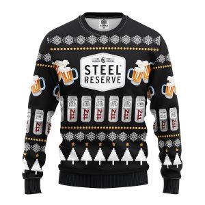 Steel Beer Drink Lover Ugly Christmas Sweater, Jumper - Fanshubus
