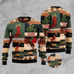 Texas All-Over Print Ugly Christmas Sweater, Jumper - Fanshubus