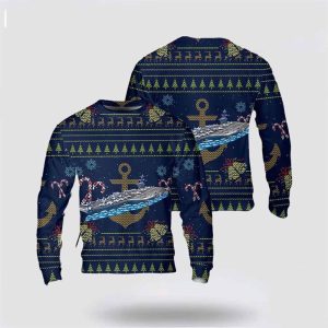 US Navy USS Carl Vinson Ugly Christmas AOP Sweater 3D - Gift For Military Personnel - Fanshubus