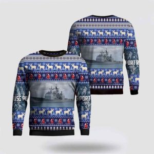 US Navy USS Port Royal Ugly Christmas Sweater, Jumper 3D - Gift For Military Personnel - Fanshubus