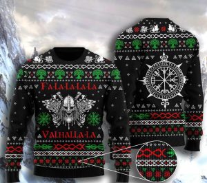 Valhalla Viking Ugly Christmas Sweater, Jumper For Men &amp; Women - Fanshubus