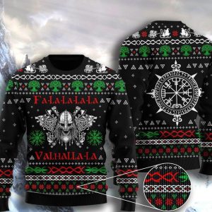 Valhalla Viking Ugly Christmas Sweater, Jumper For Men &amp; Women - Fanshubus