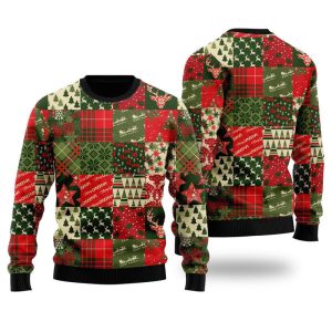 Vintage Christmas Patchwork Ugly Christmas Sweater, Jumper For Men &amp; Women - Fanshubus