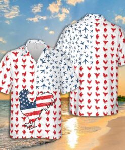 4th July Rooster American Flag Hawaiian Shirt- For men and women - Fanshubus