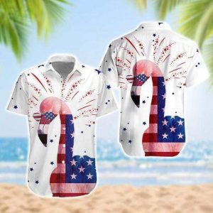 4th of July Flamingo Hawaiian Shirt | Hawaiian Shirt For Men | Hawaiian Shirt For Women |- For men and women - Fanshubus