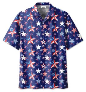 4th Of July Us Flag Star Pattern Hawaiian Shirt- For men and women - Fanshubus