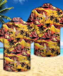 90s Orange Yellow Hawaiian Sunset Hawaiian Shirt- For men and women - Fanshubus