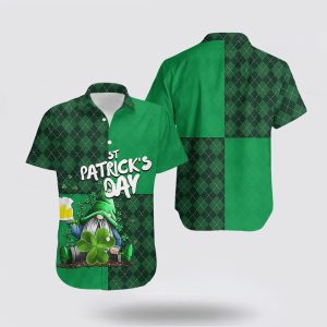 St Patrick's DayGnome Drinking Beer Hawaiian Shirt, St Patricks Day Shirts, Shamrock Hawaiian Shirt